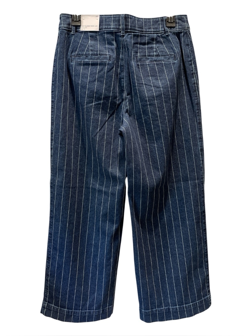 LOFT Palmer Wide Leg Jeans | Blue/White Pinstripe - Picture 5 of 12